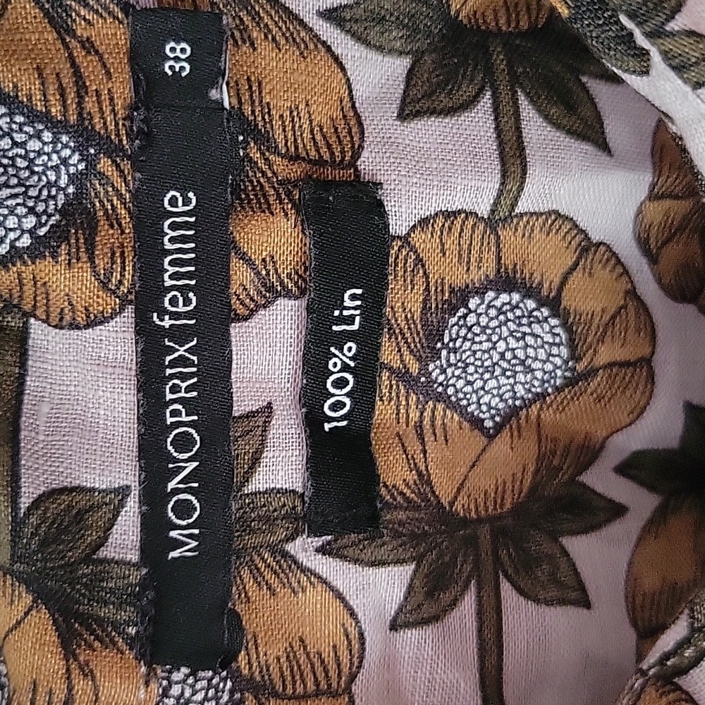 NWOT Monoprix Linen Button Down S - Picture 6 of 7